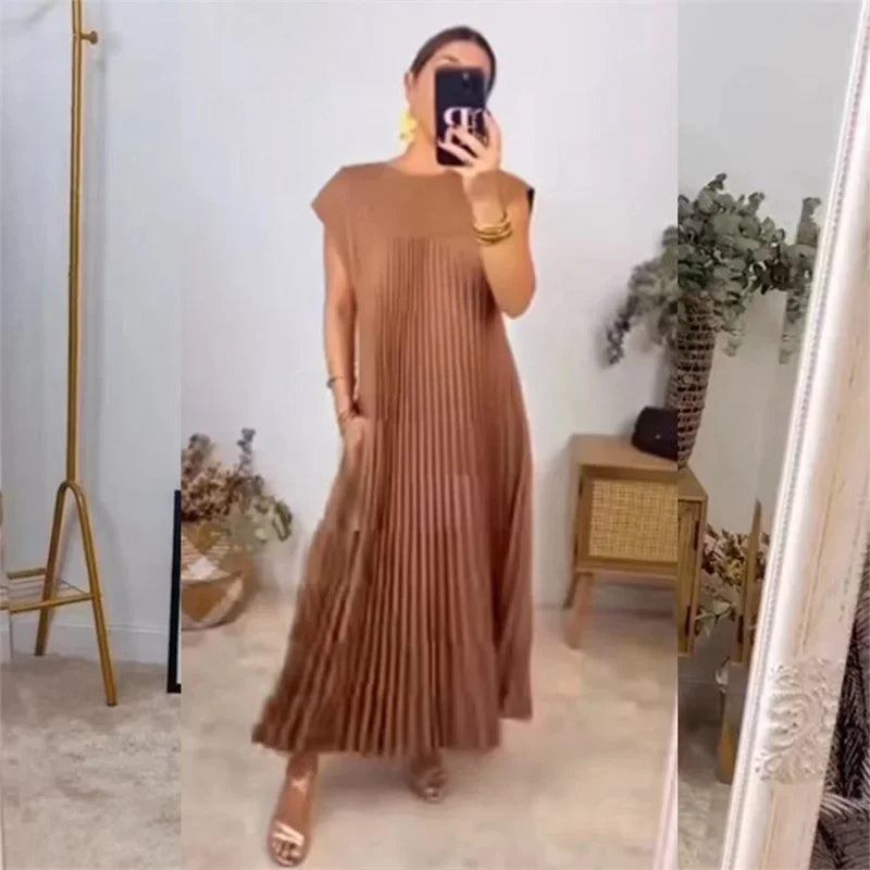 Nikita | Elegantes Plissiertes Maxikleid